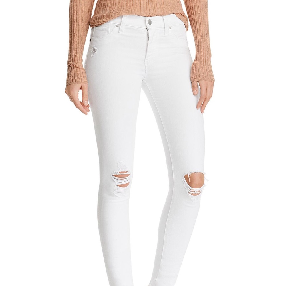 Harper distressed white skinny jeans